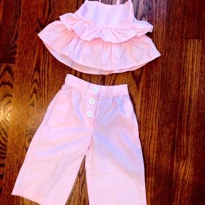 NEVER WORN Baby pink summer crop top with high wasted trouser pant.